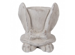 Šedý antik cementový květináč králičí uši s kloboukem M - 17*16*19 cm