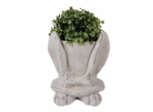 Šedý antik cementový květináč králičí uši s kloboukem M - 17*16*19 cm