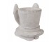 Šedý antik cementový květináč králičí uši s kloboukem - 17*16*19 cm Clayre & Eef