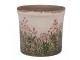 Béžovo-zelený obal na květináč s růžovými květy Rustic Flower S - Ø 13*12 cm Clayre & Eef