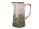 Béžovo-zelený dekorační džbán s růžovými květy Rustic Flower M - 16*11*20 cm Clayre & Eef