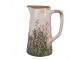 Béžovo-zelený dekorační džbán s růžovými květy Rustic Flower M - 16*11*20 cm Clayre & Eef