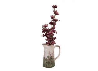 Béžovo-zelený dekorační džbán s růžovými květy Rustic Flower M - 16*11*20 cm