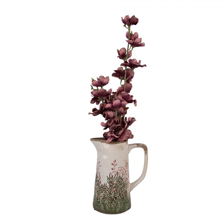 Béžovo-zelený dekorační džbán s růžovými květy Rustic Flower M - 16*11*20 cm Clayre & Eef Béžovo-zelený dekorační džbán s růžovými květy Rustic Flower M - 16*11*20 cm Clayre & Eef