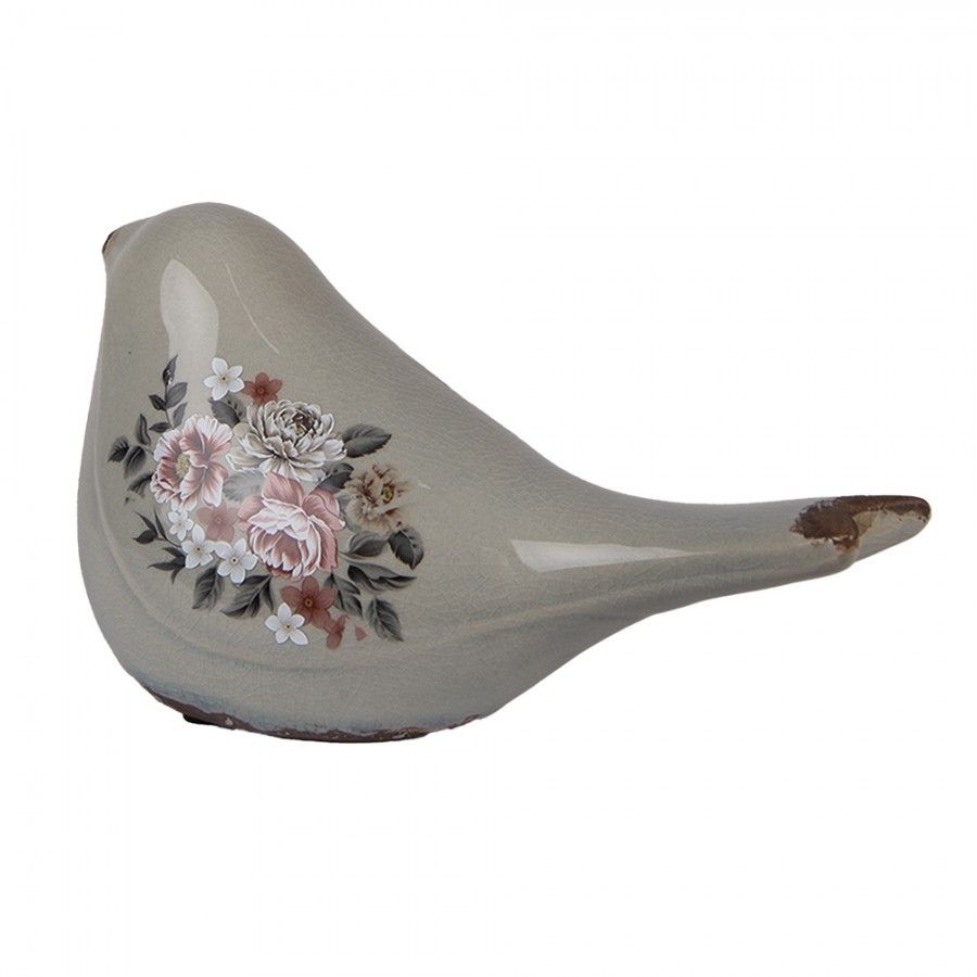 Zelený keramický dekorační ptáček s květy Floria M - 21*9*11 cm Clayre & Eef Zelený keramický dekorační ptáček s květy Floria M - 21*9*11 cm Clayre & Eef