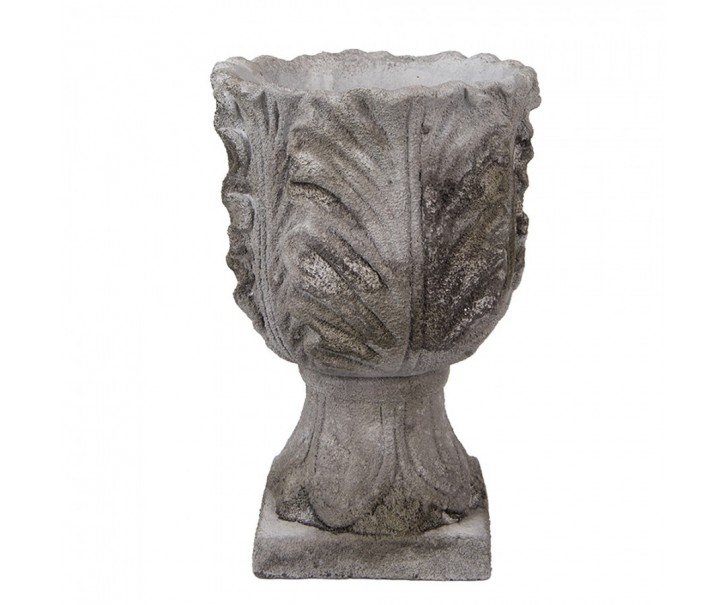 Šedý antik cementový rustikální květináč - Ø 16*24 cm Clayre & Eef
