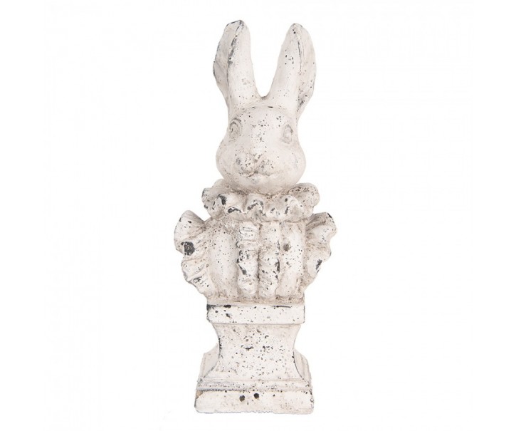 Bílá antik cementová busta králík - 11*8*24 cm Clayre & Eef