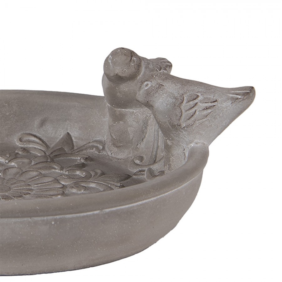Šedé antik cementové krmítko pro ptáčky s ptáčky - 25*24*9 cm Clayre & Eef Šedé antik cementové krmítko pro ptáčky s ptáčky - 25*24*9 cm Clayre & Eef