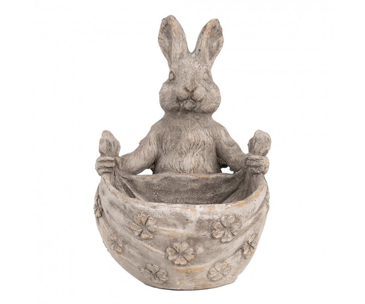 Dekorace cementový květináč králík se šátkem - 20*24*31 cm Clayre & Eef