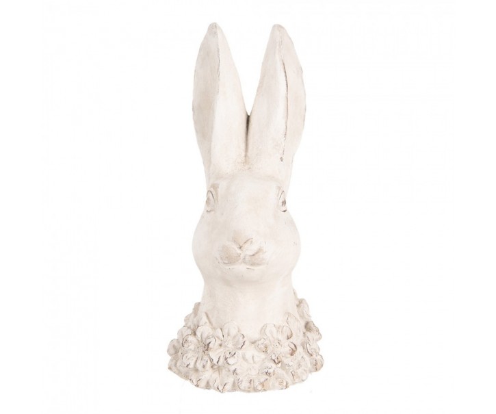 Béžová antik cementová busta králík - 11*11*24 cm Clayre & Eef