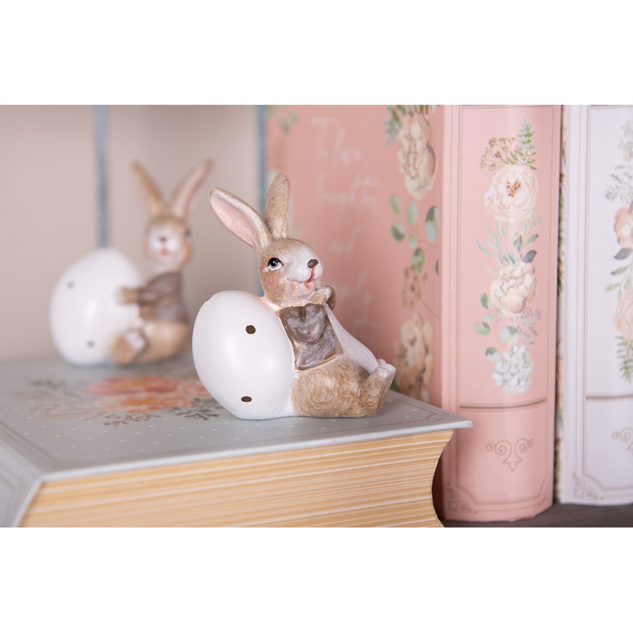 Velikonoční dekorace králík s vajíčkem - 6*4*8 cm Clayre & Eef Velikonoční dekorace králík s vajíčkem - 6*4*8 cm Clayre & Eef