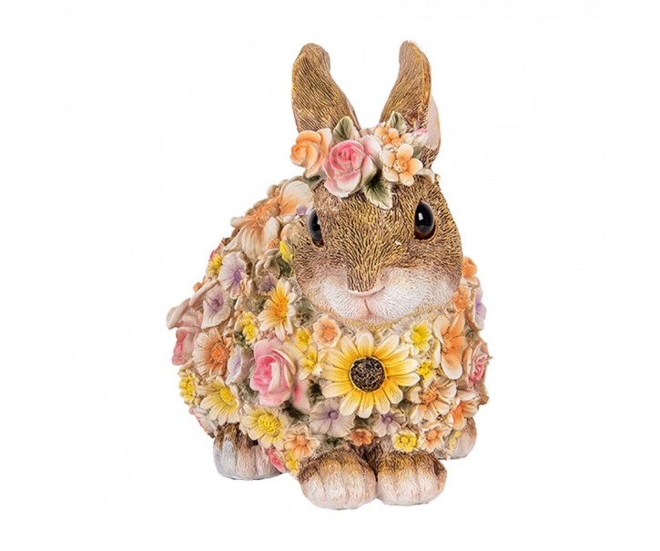 Dekorace figurka králíček posetý květy - 19*12*18 cm Clayre & Eef