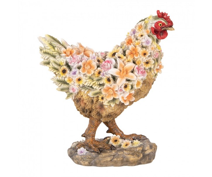 Dekorace slepice posetá květy - 27*16*31 cm Clayre & Eef