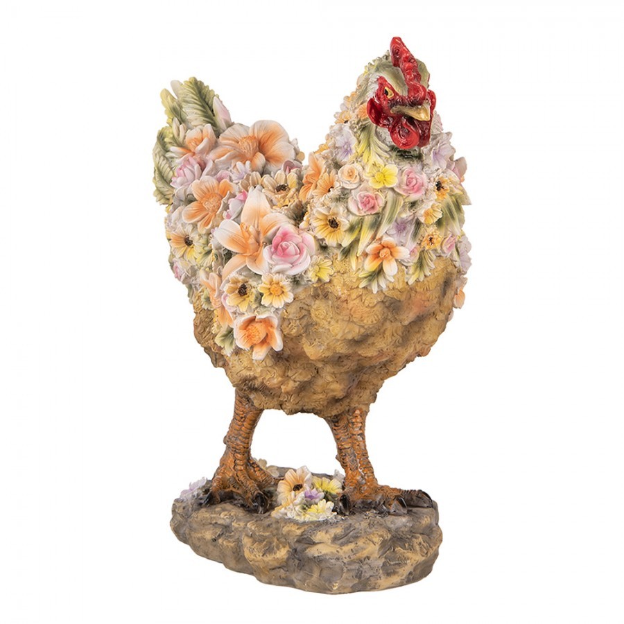 Dekorace slepice posetá květy - 27*16*31 cm Clayre & Eef Dekorace slepice posetá květy - 27*16*31 cm Clayre & Eef