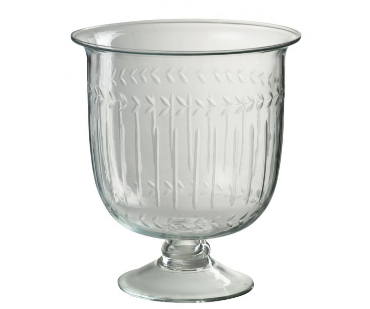 Transparentní skleněná váza na noze Roman glass - Ø 22*25 cm J-Line by Jolipa