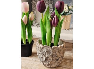 5ks fialový realistický tulipán Tulips v květináčku - Ø 8*7/ 26 cm