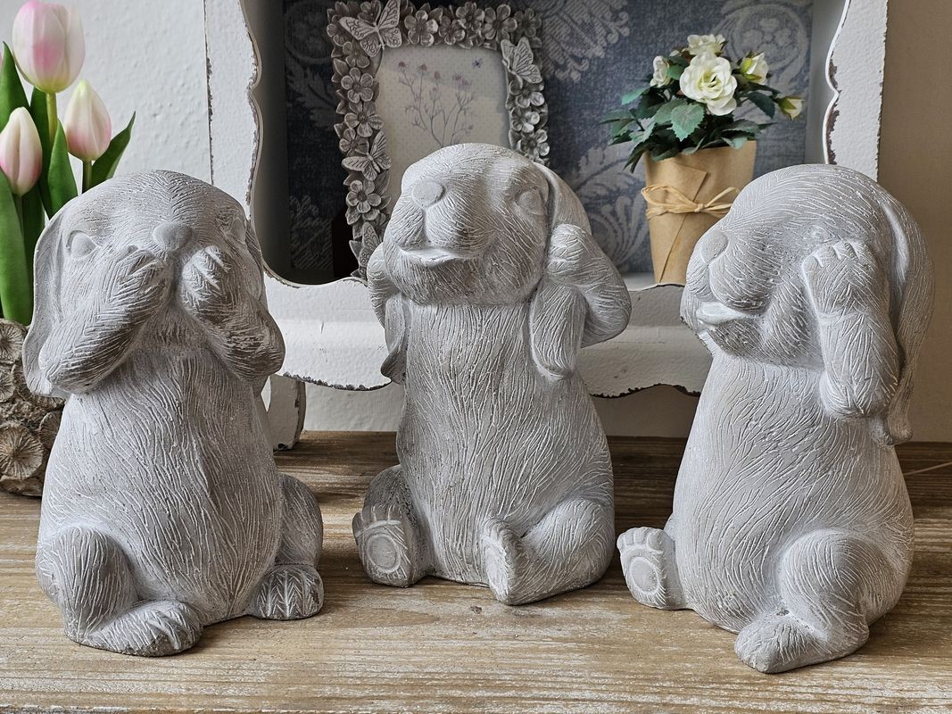 3ks šedá dekorace králíčků nevidím, neslyším, nemluvím - 13*12*20 cm J-Line by Jolipa 3ks šedá dekorace králíčků nevidím, neslyším, nemluvím - 13*12*20 cm J-Line by Jolipa