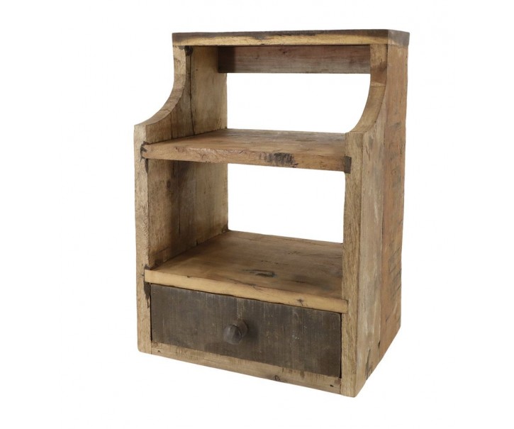 Hnědá antik nástěnná dřevěná polička Grimaud Unit - 30*23*43 cm Chic Antique
