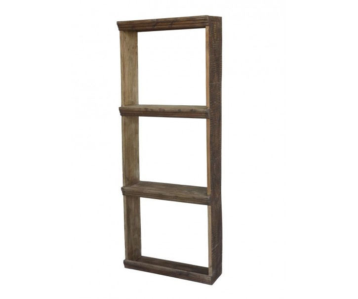 Hnědý antik nástěnný dřevěný regál Grimaud Unit - 62*20*162 cm Chic Antique