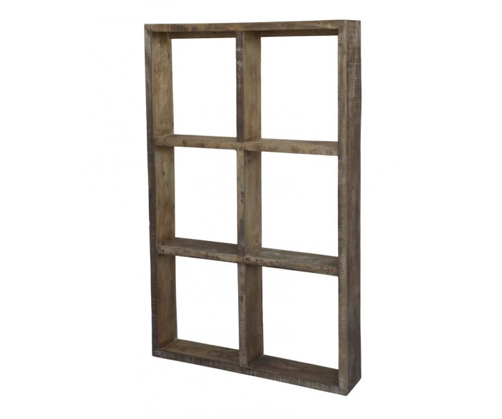 Hnědý antik nástěnný dřevěný regál Grimaud Unit - 94*19*152 cm Chic Antique