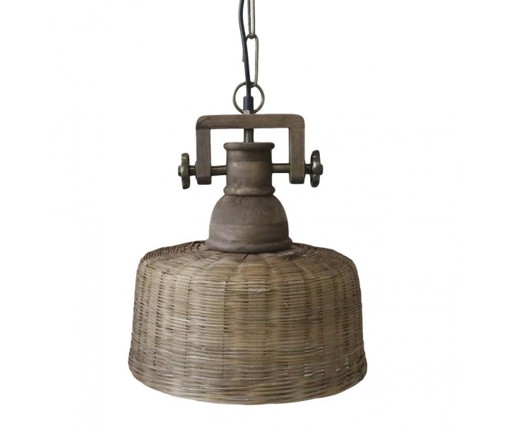 Přírodní dřevěné světlo s ratanovým stínidlem Roellie - Ø 31*33 cm/ E27/ 25W Chic Antique