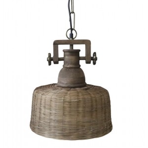 Přírodní dřevěné světlo s ratanovým stínidlem Roellie - Ø 31*33 cm/ E27/ 25W