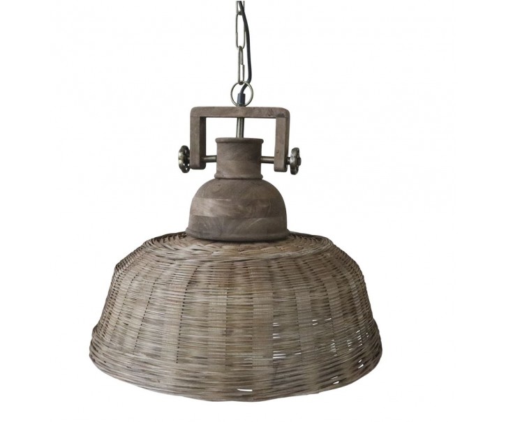Přírodní dřevěné světlo s ratanovým stínidlem Roellie - Ø 50*43 cm/ E27/ 25W Chic Antique