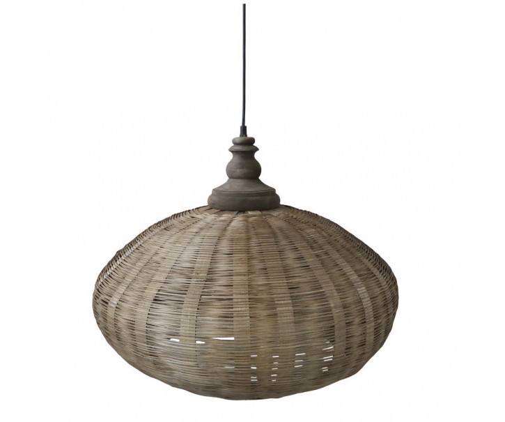 Přírodní dřevěné světlo s ratanovým stínidlem Roellie - Ø 62*46 cm/ E27/ 25W Chic Antique