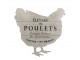 Krémová antik dřevěná nástěnná cedule ve tvaru slepice De Poulets – 43*2*43 cm Chic Antique