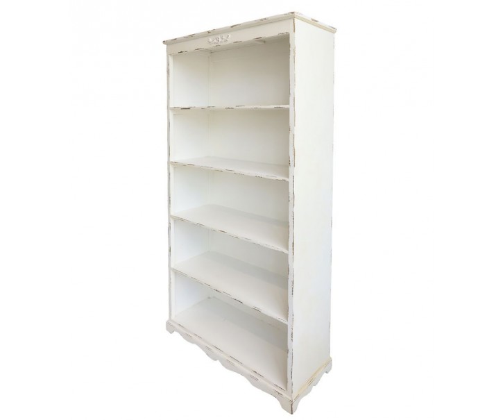 Krémová antik dřevěná knihovna s policemi Jacquline - 106*39*200 cm Chic Antique