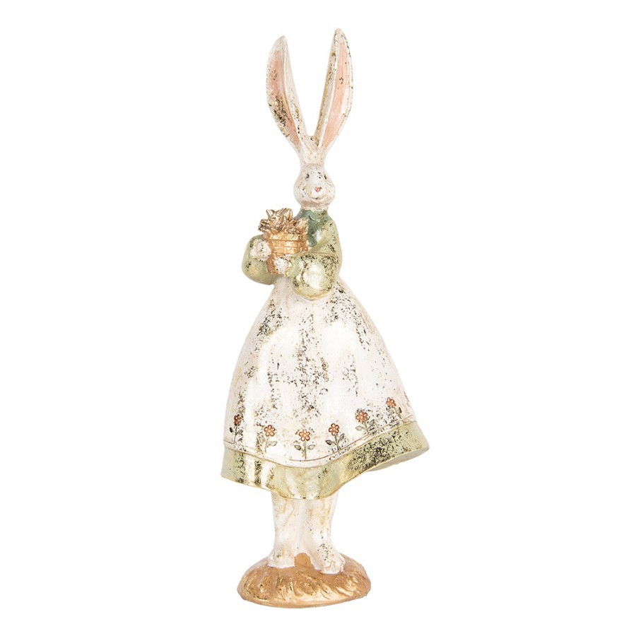 Dekorace figurka zaječice v šatech zdobená zlatou patinou - 12*9*33 cm