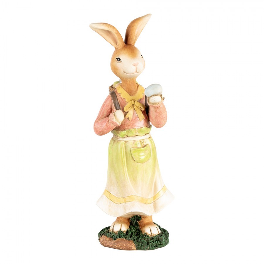 Dekorace králíček s košíkem vajíček - 13*13*33 cm Clayre & Eef Dekorace králíček s košíkem vajíček - 13*13*33 cm Clayre & Eef