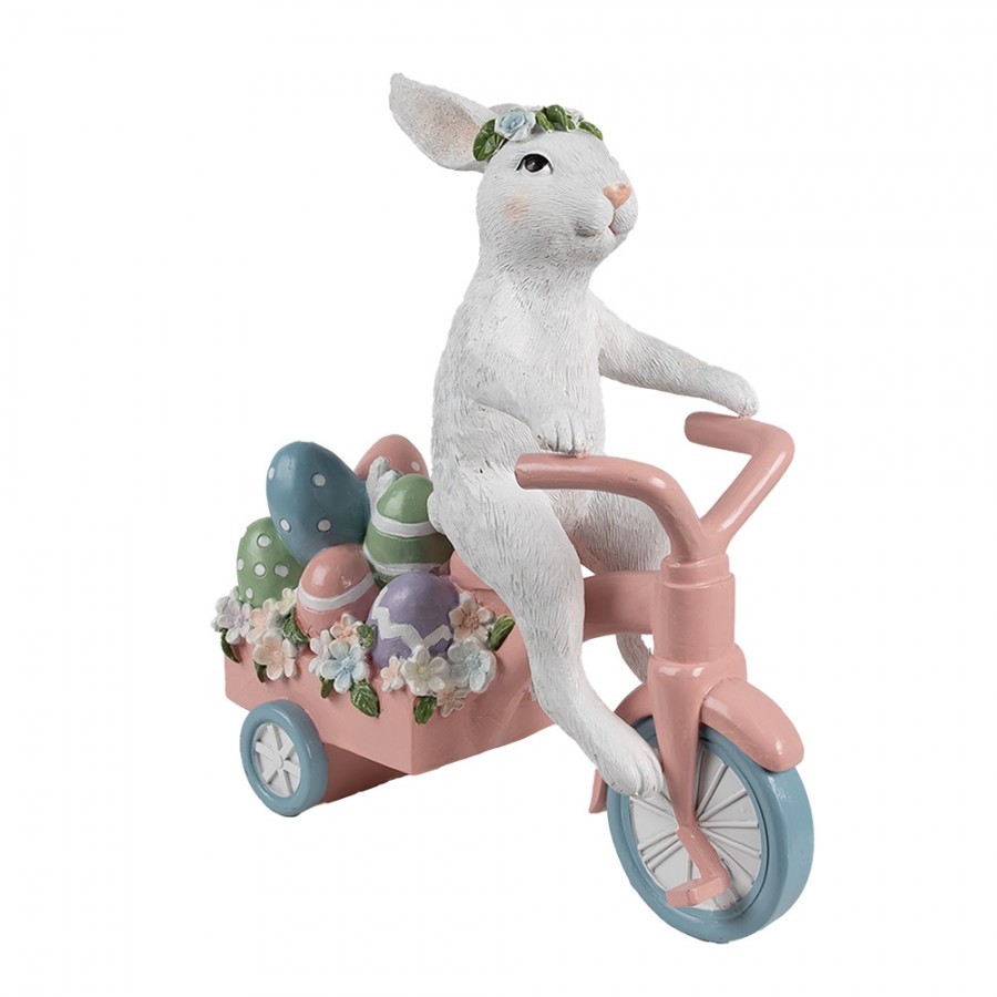 Dekorace králík na kole s vajíčky - 29*12*31 cm Clayre & Eef Dekorace králík na kole s vajíčky - 29*12*31 cm Clayre & Eef