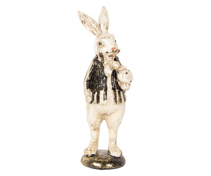 Dekorace králíček s černým kabátkem - 8*9*25 cm Clayre & Eef
