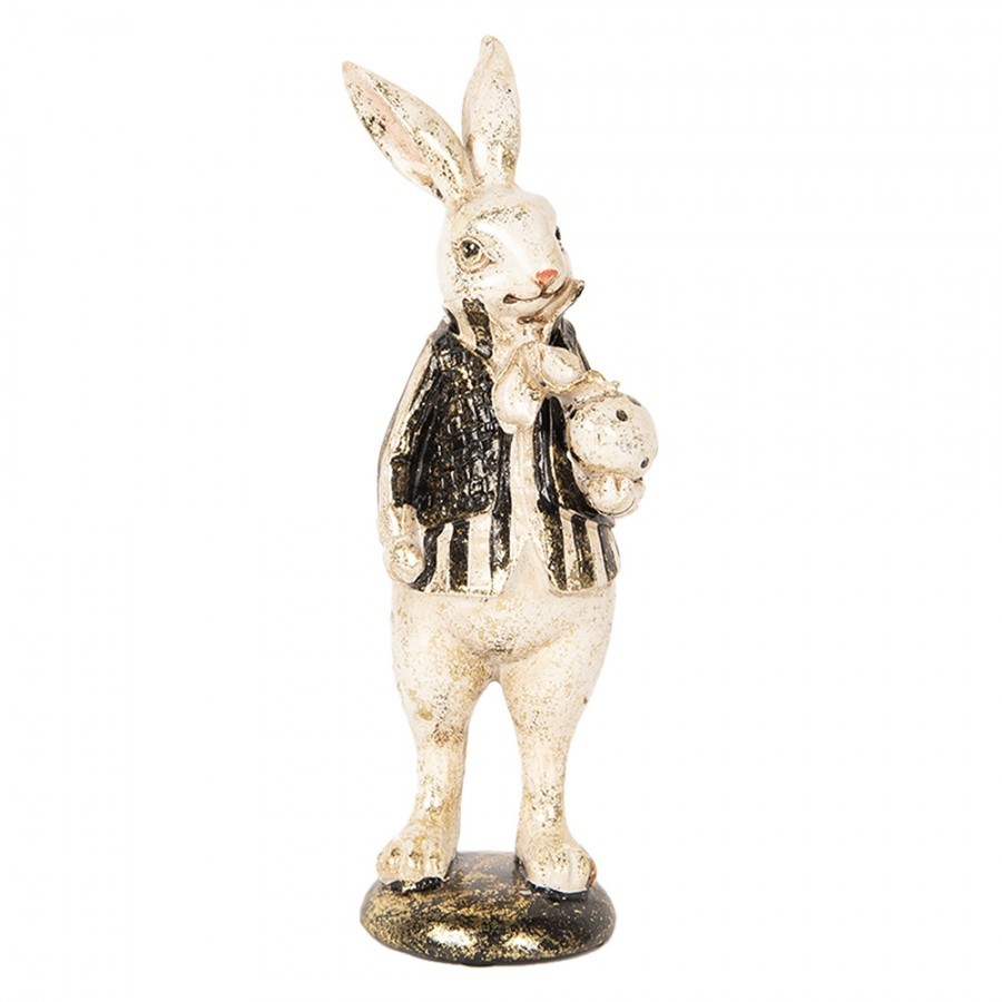 Dekorace králíček s černým kabátkem - 8*9*25 cm Clayre & Eef Dekorace králíček s černým kabátkem - 8*9*25 cm Clayre & Eef