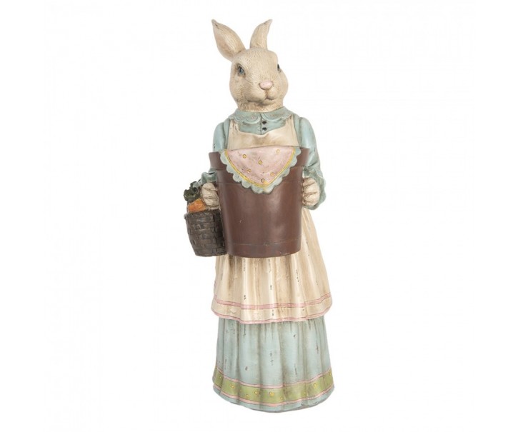 Dekorace králičí žena v šatech a s květníčkem na malou květinu - 23*17*46 cm Clayre & Eef