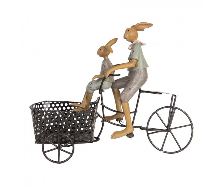Dekorace králíci na kole s košíkem - 28*12*23 cm Clayre & Eef