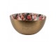 Zlatý kovový svícen s růžovými květy Flowers Gold - Ø 14*6 cm Clayre & Eef