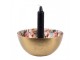 Zlatý kovový svícen s růžovými květy Flowers Gold - Ø 14*6 cm Clayre & Eef