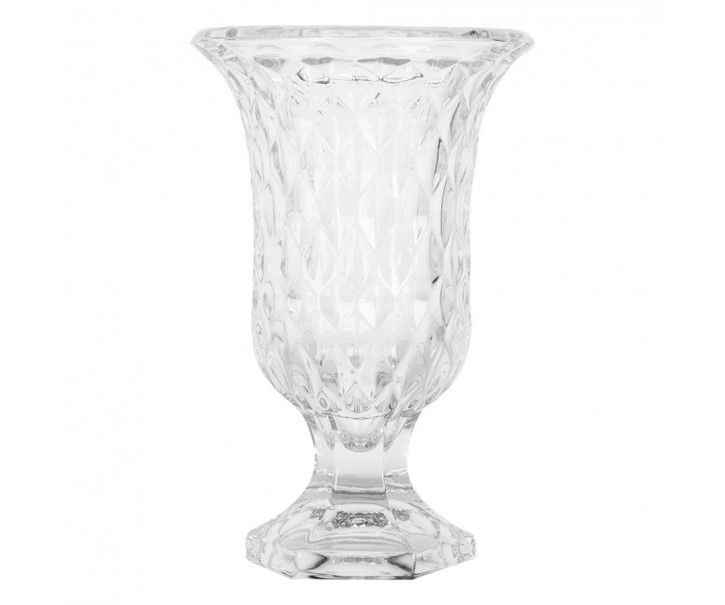 Transparentní skleněná váza s dekorem S - Ø 12*19 cm Clayre & Eef