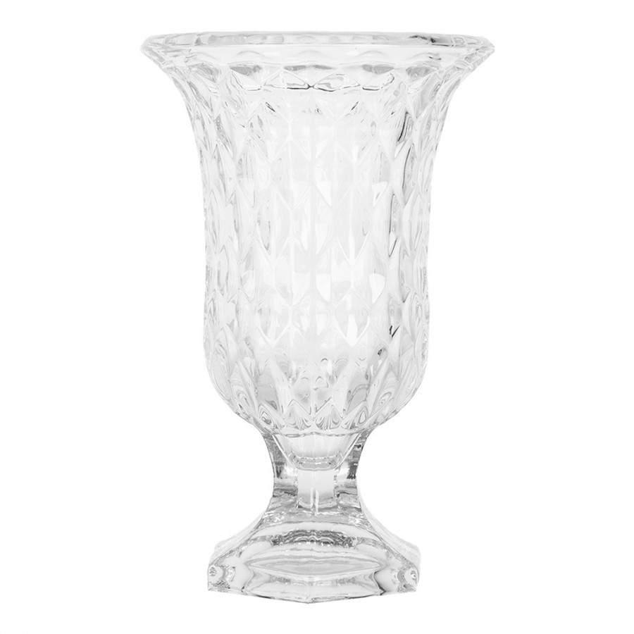 Transparentní skleněná váza s dekorem S - Ø 12*19 cm Clayre & Eef Transparentní skleněná váza s dekorem S - Ø 12*19 cm Clayre & Eef
