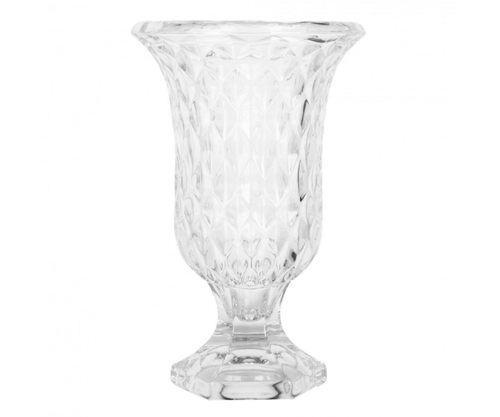 Transparentní skleněná váza s dekorem M - Ø 15*23 cm Clayre & Eef