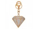 Zlatý kovový přívěšek na klíče s kamínky diamant - 5*2*6 cm Clayre & Eef