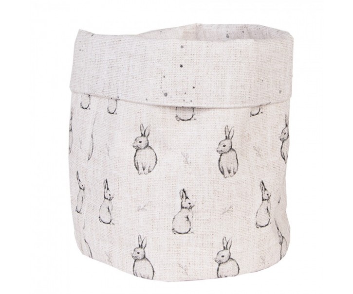 Béžový textilní košík na pečivo s králíčkem Bunny Buddies - Ø 15*16 cm Clayre & Eef
