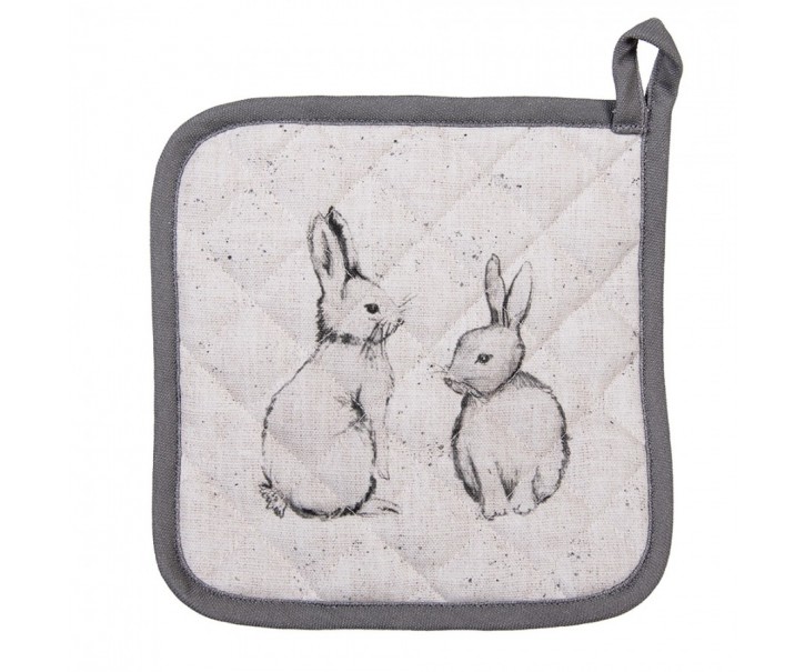 Béžová bavlněná chňapka - podložka s králíčkem Bunny Buddies - 20*20 cm Clayre & Eef
