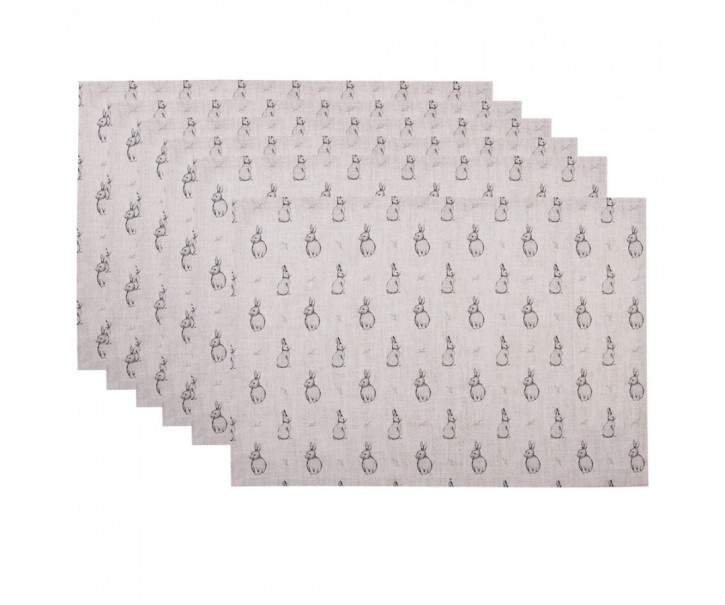 6 ks béžové textilní prostírání s králíčkem Bunny Buddies - (6) 48*33 cm Clayre & Eef