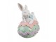 Dekorace králík s mašlí na zeleném vajíčku - 11*9*15 cm Clayre & Eef