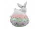 Dekorace králík s mašlí na zeleném vajíčku - 11*9*15 cm Clayre & Eef
