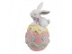 Dekorace králík s mašlí na růžovém vajíčku s květy - 9*9*17 cm Clayre & Eef