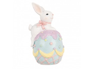 Dekorace králík s mašlí na modrém vajíčku - 9*9*17 cm
